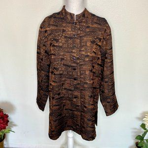 Chico's Brown Button Front Tunic Classic Office Professional